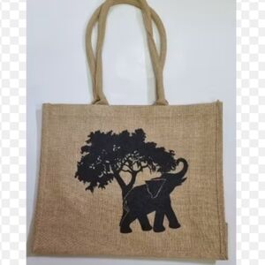 Elephant Jute Tote Bag NWOT